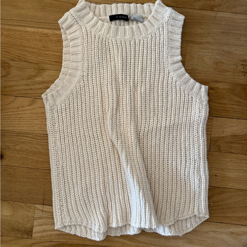 Cream Sleeveless Knit Top